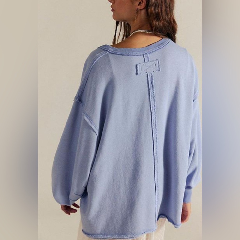 NWOT Free People Venice V-Neck Graphic Sweatshirt - Picture 2 of 3